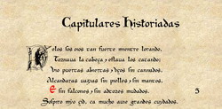 Capitulares historiadas de ejemplo con el folio primero del Cantar de Mo Cid